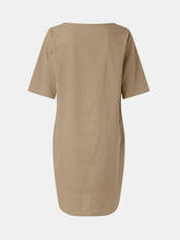 Full Size Round Neck Half Sleeve Dress with Pockets OutfitFlow